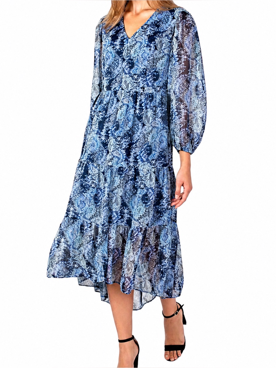 Joie Parisian Paisley Tiered Midi Dress, Xl